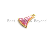 Load image into Gallery viewer, 100% Natural Pink Shell Fan-Shaped Pendant with Gold/Silver Plating,Fuchsia Pink Charm/ Pendant, Natural Shell Charm, 9x12mm,SKU#Z303