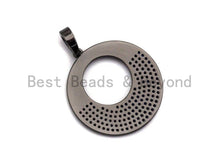 Load image into Gallery viewer, Colored CZ Micro Pave Round Hollow out Pendant, Fuchsia/Black/Cobalt CZ Pave pendant, Frame Shape Pendant, 30x40mm, sku#X101