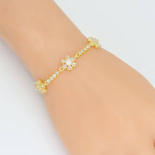 Load image into Gallery viewer, Clear CZ Flower Link Bracelet, Sku#A345
