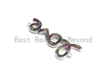 Load image into Gallery viewer, Rainbow CZ Micro Pave Love Letter Connector, Cubic Zirconia Love Pave Connector, Pave Connector, 12x34mm,sku# E420C