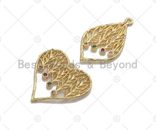 Load image into Gallery viewer, Filigree Colored Stone Gold Lacy Heart/Drop Charm, Brushed Gold Twisted Wire Charm Pendants for Earrings necklace making, sku#CP02
