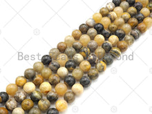 Load image into Gallery viewer, Quality Genuine Bumblebee Jasper Round Smooth Beads, 6mm/8mm/10mm/12mm Orange Yellow Black Matrix Beads, 15.5'' Full Strand, Sku#U1142