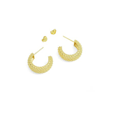 Load image into Gallery viewer, Gold Silver Diamond Patten Thick Huggie Earrings, Sku#A204