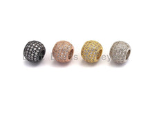 Load image into Gallery viewer, CZ Micro Pave Big Hole Spacer Beads, Large hole Spacer beads, Cubic Zirconia Spacer, Beads for Leather Cord,12mm/10mm, sku#X107