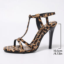Load image into Gallery viewer, Leopard Print Stiletto Sandals Women – Open Toe Ankle Strap High Heel