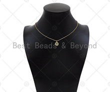 Load image into Gallery viewer, CZ Micro Pave Evil Eye On Round Ring Shape Pendant,18K Dainty Gold Charm, Necklace Bracelet Charm Pendant,9x11mm,Sku#JL38