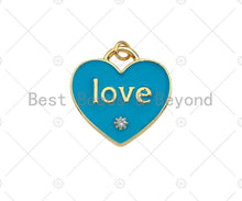 Load image into Gallery viewer, Enamel Colorful Love On Heart Shape Pendant,CZ Micro Enamel Pendant Charm, Enamel Jewelry,25x25mm,Sku#L477