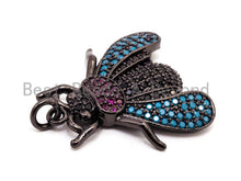 Load image into Gallery viewer, FLY Inspired  Charm, CZ Micro Pave Multi Color Insect Pendant, Cubic Zirconia Pendant,Gold/Rose Gold/Silver/Black,22x23mm,SKU#F443