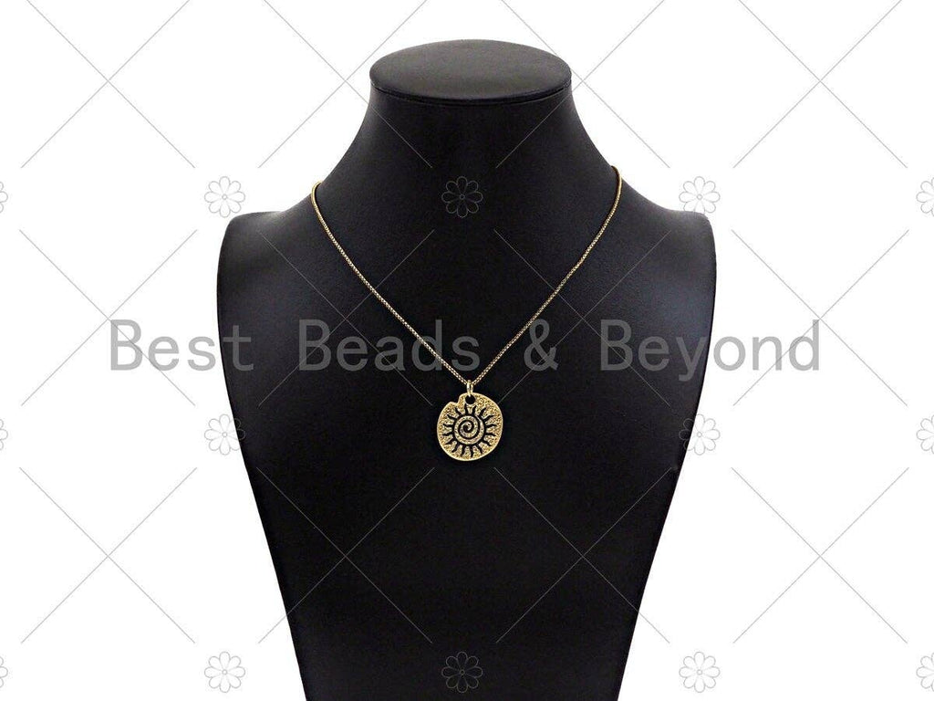 Black Enamel black cz swirl charm, 18K Gold Medallion Charm,Sku#L566