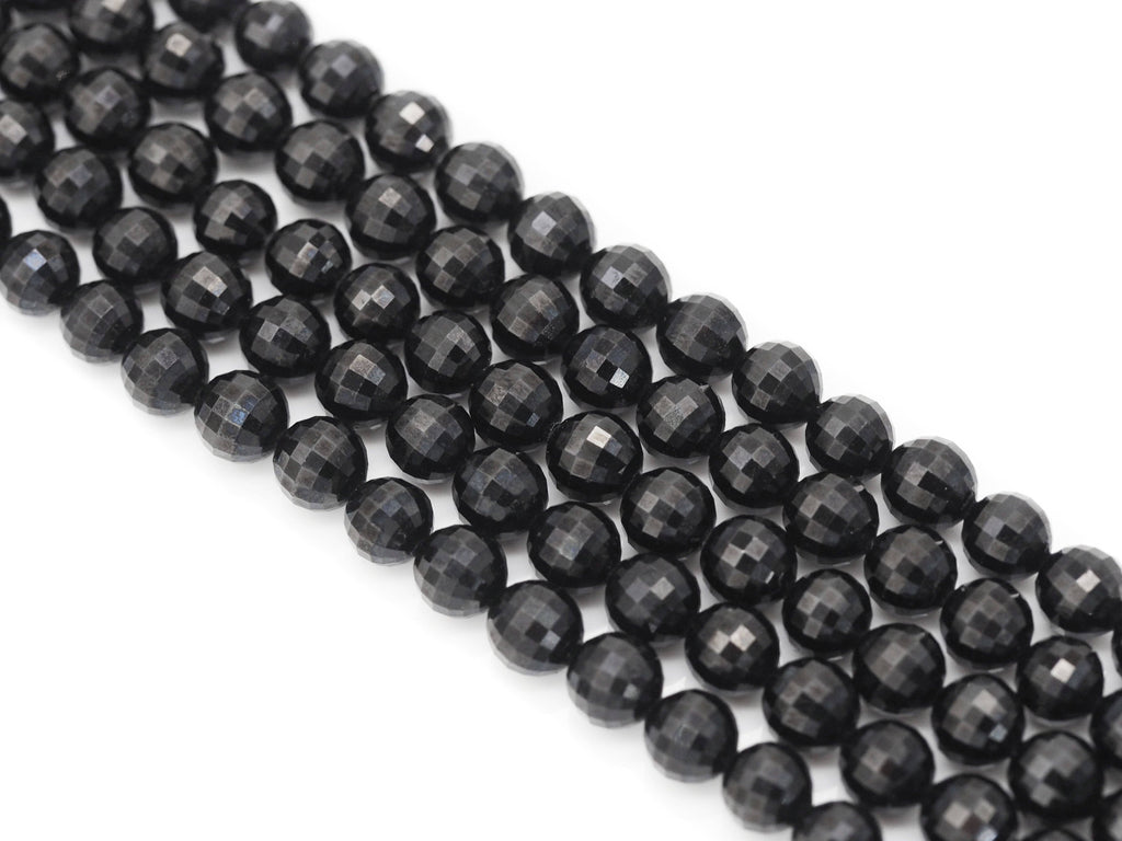 Genuine High Quality Watermelon Cut Black Spinel Round Beads, Sku#UA247