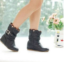 Load image into Gallery viewer, Women's Short Ankle Boots | 3cm Hidden Heel | Plus Sizes | Slip-On PU Leather