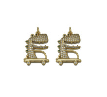 Load image into Gallery viewer, Gold CZ Cute Crocodile Charm, Sku#LK662