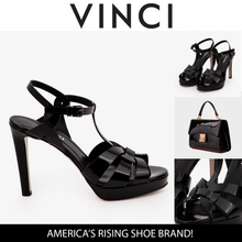 Load image into Gallery viewer, The Parisian Black Patent Leather T-Strap Platform Heel Women Sandal