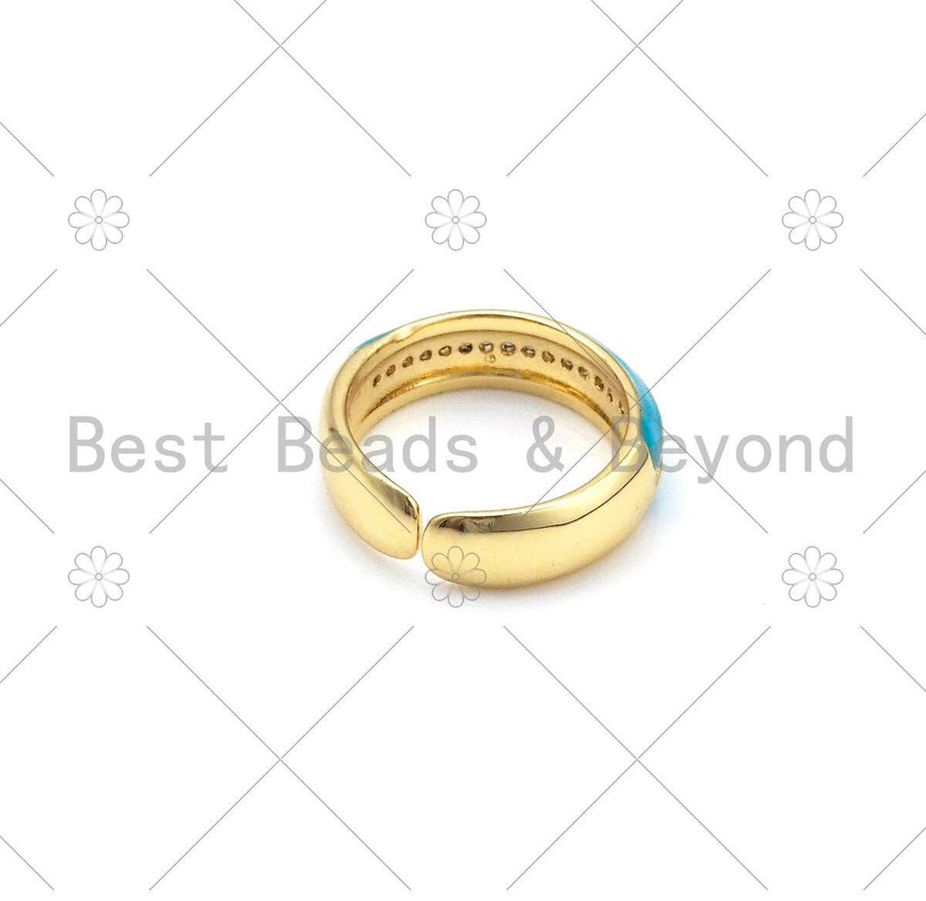 CZ Micro Pave Colorful Enamel Band Adjustable Ring, Sku#X251