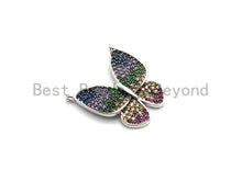 Load image into Gallery viewer, Colorful CZ Micro Pave Butterfly Pendant, Butterfly Pave Pendant for Necklace, Gold/Rose Gold/Silver/Gunmetal plated, 19x20mm, Sku#F714