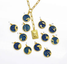 Load image into Gallery viewer, Personalized Blue Constellation Drop Coin Necklace, Sku#CL27