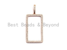 Load image into Gallery viewer, CZ Micro Pave Hollow Out Rectangle Pendant, CZ Pave Pendant, Gold/Rose Gold/Silver/Gunmetal, 22x40mm, Sku#F789