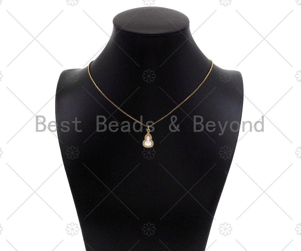 Enamel Pink/Red/Black/White Gourd Shape Pendant,CZ Micro Pave 18K Gold Enamel Charm,Enamel Jewelry,10x17mm,Sku#LK305