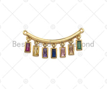 Load image into Gallery viewer, Rainbow CZ Round Rectangle Dangle Connector, CZ Micro Pave Pendant, Necklace Pendant, 13x36mm, sku#JL02