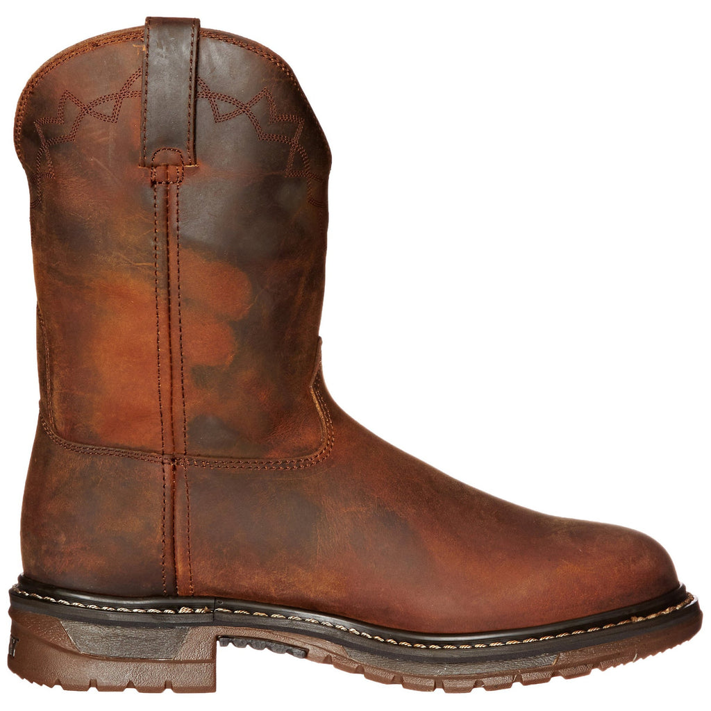 Men's Slip-On Motorcycle Boots | Round Toe Low Square Heel Elastic Cuff Winter Boots