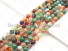 Load image into Gallery viewer, High Quality Green Brown Banded Agate Smooth Round Beads, 6mm/8mm/10mm/12mm Agate, Natural Agate Beads, 15.5"Full Strand, Sku#UA219