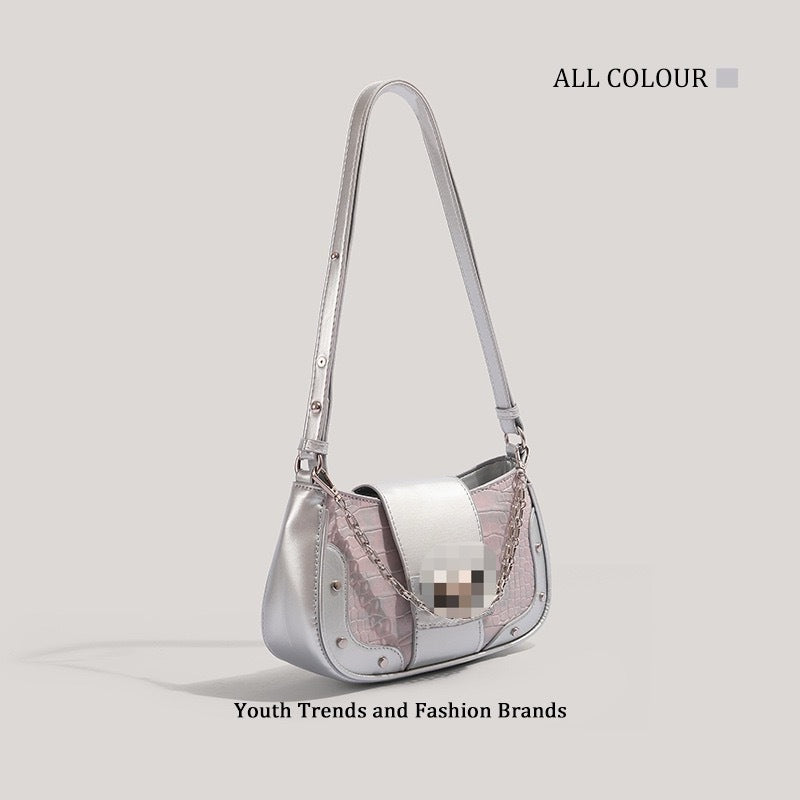 Mini Square Crossbody Bag for Women – PU Leather Shoulder & Underarm Bag with Chain Strap | Stone Pattern