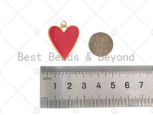 Load image into Gallery viewer, Gold Filled Black White Red Blue Enamel Heart Pendant, SKU#L504
