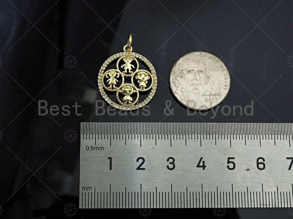 Gold Filled CZ Micro Pave Cute Baby On Round Ring Shape Pendant,18K Gold Filled Girl Boy Charm, Necklace Bracelet Pendant,20x24mm,Sku#LD99