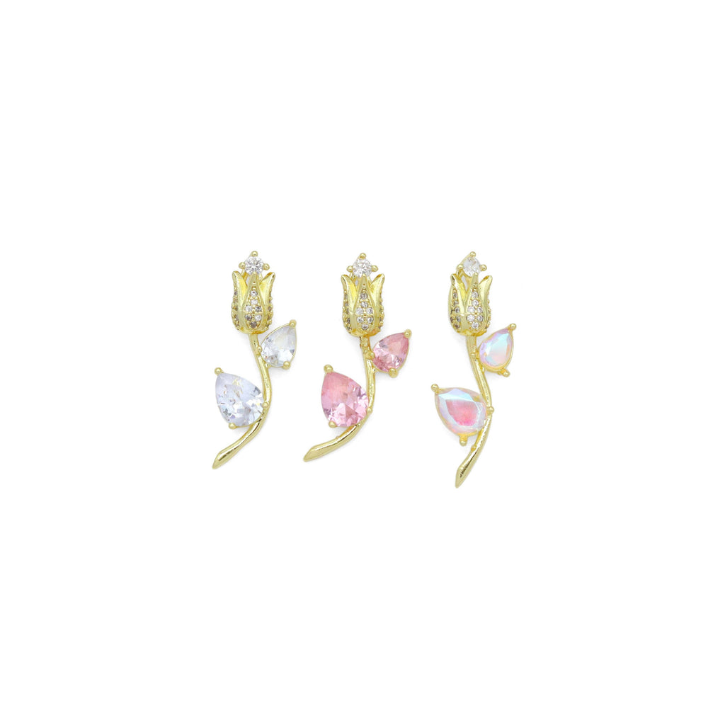 CZ Crystal Tulip Flower Charm Pendant, Sku#Lk1057