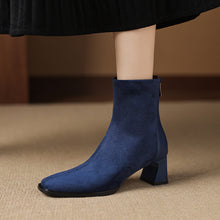 Load image into Gallery viewer, Women's Vintage Genuine Leather Patchwork Mid-Heel Ankle Boots | Round Toe Low Shaft