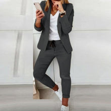 Load image into Gallery viewer, Lapel Blazer &amp; Drawstring Trousers OL Suit – 12 Colors XS–3XL