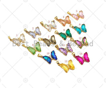 Load image into Gallery viewer, Colorful Glass Quartz Butterfly Charm, Butterfly Pendant, Necklace Bracelet Acrylic Butterfly Charm Pendant, 19x15mm,Sku#LD84
