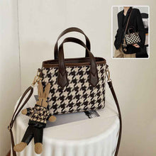Load image into Gallery viewer, Women's Houndstooth Shoulder Bag | Checkered Wool Crossbody Handbag &amp; Messenger Tote