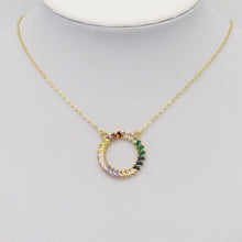 Load image into Gallery viewer, Colorful Baguette CZ Round Ring Charm, Sku#LX308
