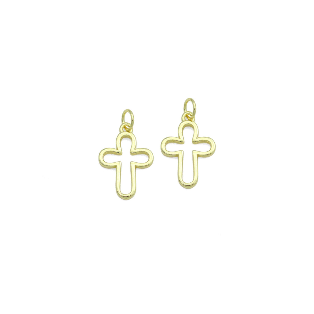 Gold /Bright Silver Frame Cross Charm Pendant,Sku#LD725