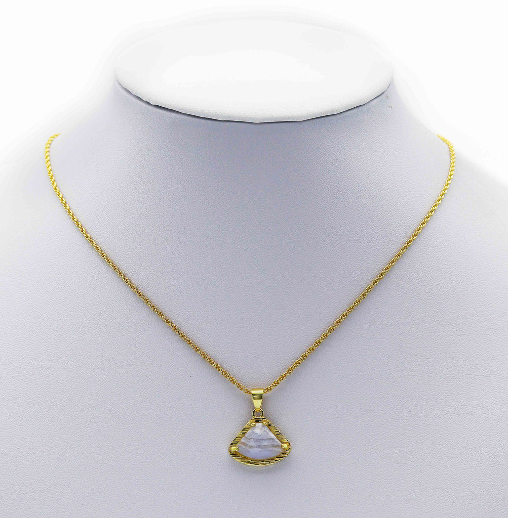 Gemstone Fan shape Charm, Sku#LY10