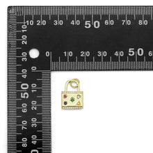 Load image into Gallery viewer, Colorful CZ Gold Lock Charm, Sku#LX365
