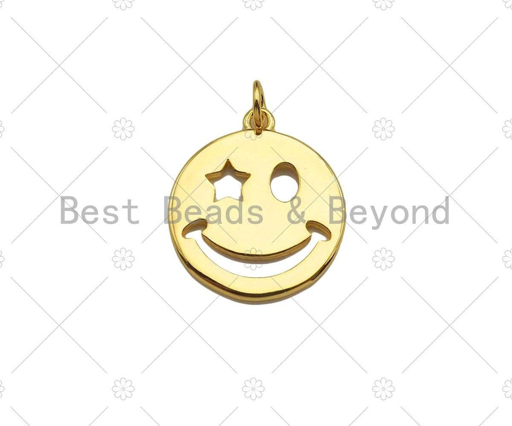 Dainty Gold/Silver Smiley Cute Face Shape Pendant/Charm, Smiley Face Medallion Charm,Necklace Bracelet Charm Pendant,20x18mm, Sku#LK241