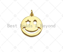 Load image into Gallery viewer, Dainty Gold/Silver Smiley Cute Face Shape Pendant/Charm, Smiley Face Medallion Charm,Necklace Bracelet Charm Pendant,20x18mm, Sku#LK241