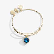 Load image into Gallery viewer, December Birthstone Charm Bangle, Blue Zircon