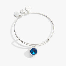 Load image into Gallery viewer, December Birthstone Charm Bangle, Blue Zircon