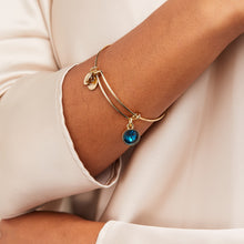 Load image into Gallery viewer, December Birthstone Charm Bangle, Blue Zircon