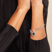 Load image into Gallery viewer, December Birthstone Charm Bangle, Blue Zircon
