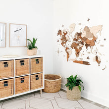 Load image into Gallery viewer, 3D Wooden World Map Multicolor