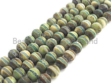 Load image into Gallery viewer, Green Matt Agate with One Line Round Smooth Beads, Sku#U929