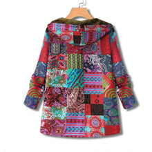 Load image into Gallery viewer, Retro Warm Printed Pocket Thick Zippered Hooded Coat