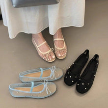 Load image into Gallery viewer, Women's Rhinestone Mesh Ballet Flats | Slip-On Round Toe Flat Shoes