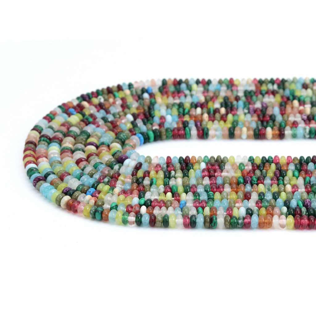 2x4mm Smooth Rondelle Multicolor Jade Beads, Sku#U2057