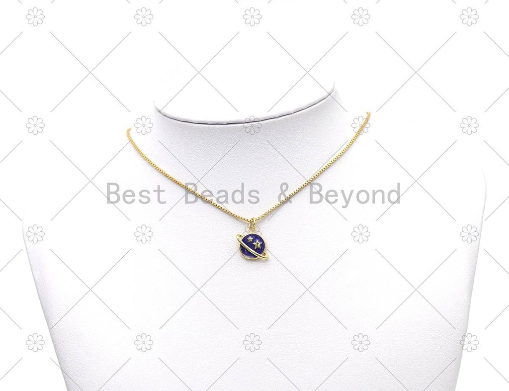Colorful Enamel Five Star On Earth Shape Pendant,18K Gold Filled Earth Star Charm, Necklace Bracelet Charm Pendant, Sku#JD25