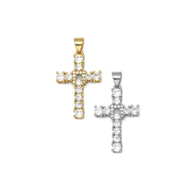 Load image into Gallery viewer, CZ Micro Pave Cross Shape Pendant, 18K Gold Filled Big CZ Cross Charm, Necklace Bracelet Charm Pendant, Sku#LK550